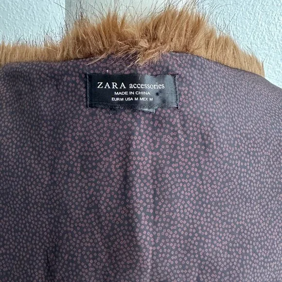 ZARA Accessories Brown Faux Fur Shawl Wrap Scarf - Picture 8 of 8